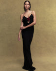 ESPERANZA CREPE DE CHINE MAXI DRESS IN BLACK