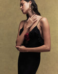 ESPERANZA CREPE DE CHINE MAXI DRESS IN BLACK