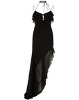 MAGDALENA ASYMMETRIC DRESS IN BLACK CHIFFON