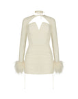 MAME MINI DRESS IN IVORY SILK CHIFFON - De La Vali