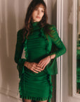 MEDUSA MINI DRESS IN DARK GREEN CHIFFON