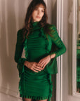 MEDUSA MINI DRESS IN DARK GREEN CHIFFON - De La Vali