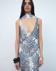 MISTICA MIDI DRESS IN ZEBRA PRINT GEORGETTE - De La Vali