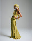 MAYARA MAXI DRESS IN YELLOW GEORGETTE - De La Vali