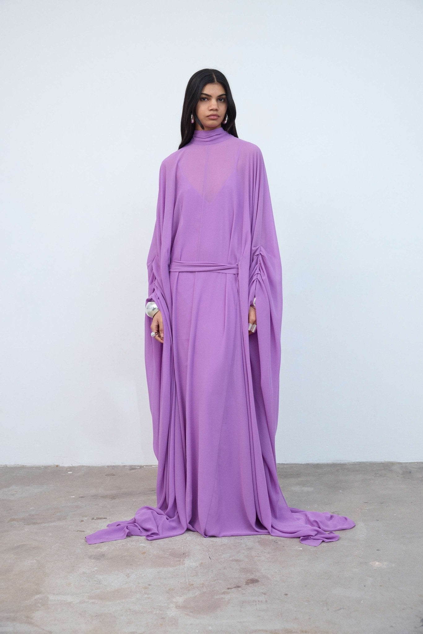 Nila Maxi Dress in Magenta Chiffon - De La Vali DE LA VALI OFFICIAL Nila Maxi Dress in Magenta Chiffon - De La Vali DE LA VALI OFFICIAL