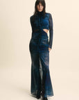 NORELL MAXI DRESS IN BASILISK BLUE JERSEY - De La Vali