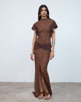 NOOR MAXI DRESS IN BROWN LACE - De La Vali