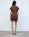 NOOR MINI DRESS IN BROWN LACE - De La Vali