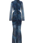 NORELL MAXI DRESS IN BASILISK BLUE JERSEY - De La Vali