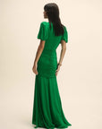 OLYMPIA MAXI DRESS IN PALM GREEN VISCOSE CDC - De La Vali