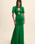OLYMPIA MAXI DRESS IN PALM GREEN VISCOSE CDC