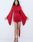 PERISA MINI DRESS IN RUBY RED SPANDEX JERSEY - De La Vali