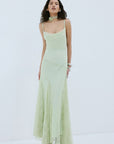 CALIMA MAXI DRESS IN MINT GREEN FINE LACE - De La Vali