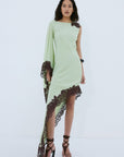 VETA MAXI DRESS IN MINT GREEN CREPE DE CHINE - De La Vali