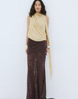 MENORCA TOP IN ANTIQUE YELLOW VISCOSE GEORGETTE - De La Vali
