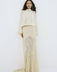 PASION SKIRT IN ANTIQUE YELLOW NYLON LACE - De La Vali
