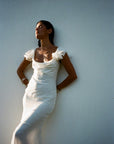GAIA MAXI DRESS IN IVORY SILK CHIFFON - De La Vali