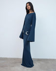 QAMAR MAXI DRESS IN MIDNIGHT SPANDEX JERSEY - De La Vali