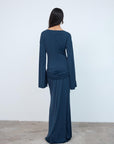 QAMAR MAXI DRESS IN MIDNIGHT SPANDEX JERSEY - De La Vali