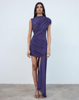 RAVENNA MINI DRESS IN PURPLE SPANDEX JERSEY - De La Vali