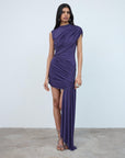 RAVENNA MINI DRESS IN PURPLE SPANDEX JERSEY - De La Vali