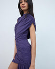 RAVENNA MINI DRESS IN PURPLE SPANDEX JERSEY - De La Vali