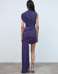 RAVENNA MINI DRESS IN PURPLE SPANDEX JERSEY - De La Vali