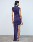 RAVENNA MINI DRESS IN PURPLE SPANDEX JERSEY - De La Vali