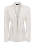 BASQUE BLAZER IN IVORY PINSTRIPE SUITING