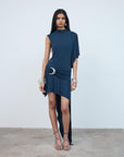 TITAN MINI DRESS IN MIDNIGHT SPANDEX JERSEY - De La Vali
