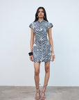 ZENA MINI DRESS IN ZEBRA PRINTED TWILL - De La Vali