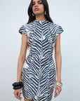 ZENA MINI DRESS IN ZEBRA PRINTED TWILL - De La Vali