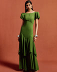 ANETTA MAXI DRESS IN FOREST GREEN CHIFFON