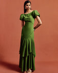 ANETTA MAXI DRESS IN FOREST GREEN CHIFFON