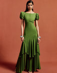 ANETTA MAXI DRESS IN FOREST GREEN CHIFFON