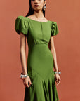ANETTA MAXI DRESS IN FOREST GREEN CHIFFON