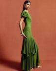 ANETTA MAXI DRESS IN FOREST GREEN CHIFFON