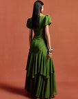ANETTA MAXI DRESS IN FOREST GREEN CHIFFON