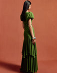 ANETTA MAXI DRESS IN FOREST GREEN CHIFFON