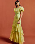 ANETTA MIDI DRESS IN PRIMAVERA - YELLOW CHIFFON