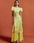 ANETTA MIDI DRESS IN PRIMAVERA - YELLOW CHIFFON