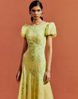 ANETTA MIDI DRESS IN PRIMAVERA - YELLOW CHIFFON