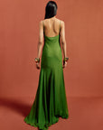 ATTICA MAXI DRESS IN FOREST GREEN SILK CHIFFON