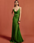ATTICA MAXI DRESS IN FOREST GREEN SILK CHIFFON
