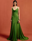 ATTICA MAXI DRESS IN FOREST GREEN SILK CHIFFON