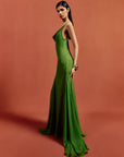 ATTICA MAXI DRESS IN FOREST GREEN SILK CHIFFON