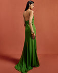 ATTICA MAXI DRESS IN FOREST GREEN SILK CHIFFON