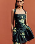 AURA MINI DRESS IN PRIMAVERA - BLACK TWILL