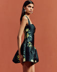 AURA MINI DRESS IN PRIMAVERA - BLACK TWILL