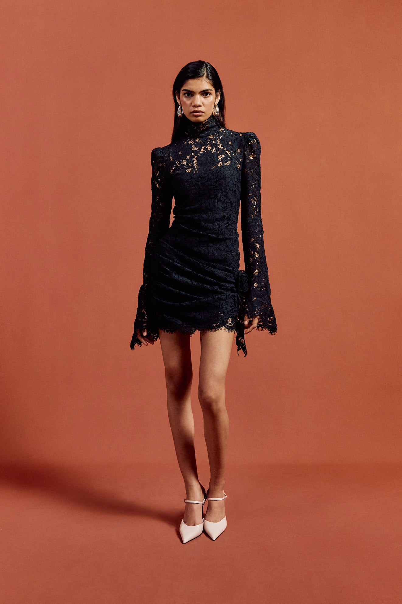 Bodita Mini Dress in Black Cotton Lace - De La Vali DE LA VALI OFFICIAL Bodita Mini Dress in Black Cotton Lace - De La Vali DE LA VALI OFFICIAL